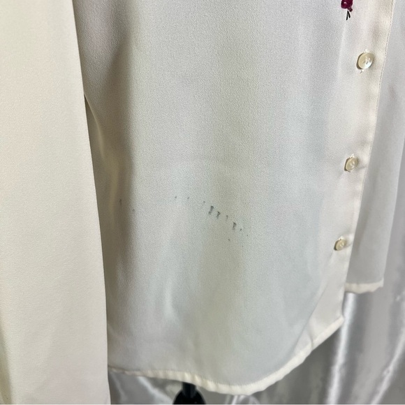 Vintage Embroidered Cream Button Down Shirt | Size 10 | Cottagecore Academia - Picture 10 of 16